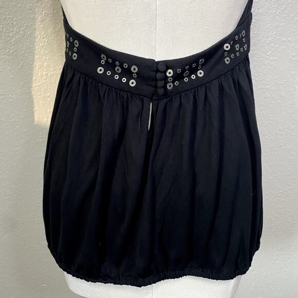 BCBG Halter Tie Embellished Gothic Rocker Grunge Dark Fairy Y2K Top - Picture 9 of 16